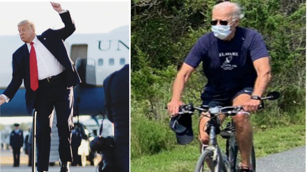 Californiawolfhound On Twitter He S Dragging His Right Leg Almost Toppling Over On Stairs Versus Biden On A Family Bike Ride Trumpstroke