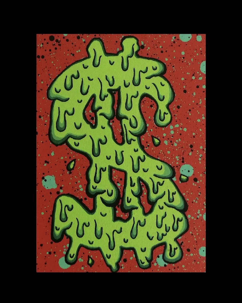 SQUIGGYxx's tweet image. Drippy dollar sign. 6x8 on canvas board. 2020.

#money #dollar #moneysign #dollarsign #moneygoals #moneymaker #moneytalks #cash #cashmoney #drip #drippy #drippyart #melty #melt #meltyart #art #artdiscover #funartnotfineart #funart #spraypaint #posca #ironlak #flamepaint