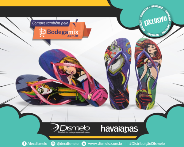 decDismelo's tweet photo. As @havaianas apresentam uma nova linha, a Slim villanis, em que a mocinha agora vem ao lado da vilã de sua história, em cores vibrantes e ultramodernas. Fale com seu consultor e disponibilize essa novidade. 

#Dismelo #Distribuidora #Pará #Roraima #Amazonas https://t.co/SDeRHMlXyr