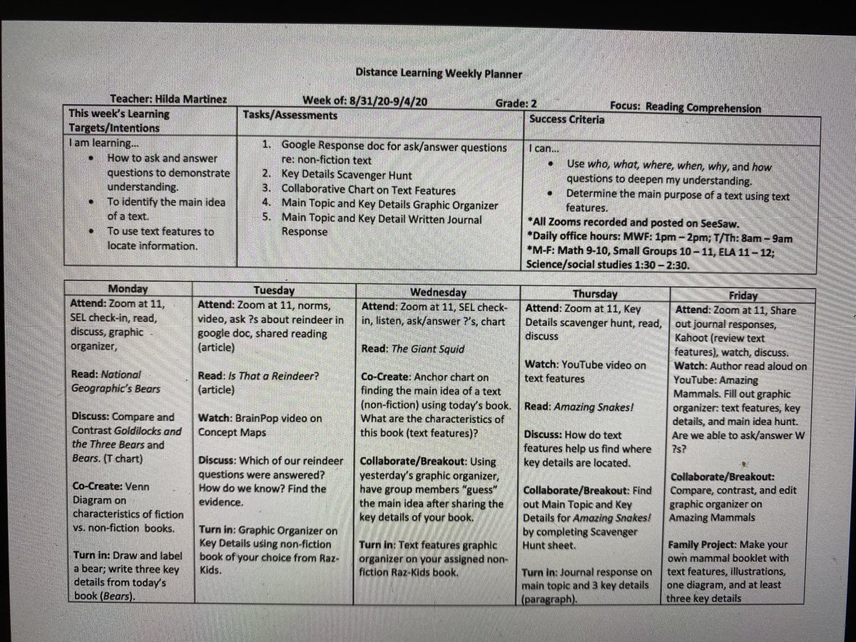 Sample lesson plan for distance learning, from the Distance Learning Playbook. #bridgethedistance @Zaragoza_PL @AfL_Dallas @PersonalizeDISD @DFISHERSDSU  @BANDFeeder