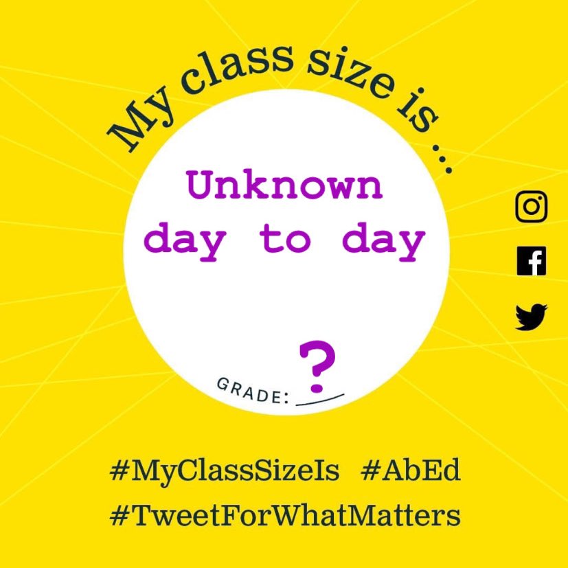 chaos_sugar's tweet image. As a sub #MyClassSizeIs unknown day to day. I have no idea how overcrowded the room I walk into will be or how little distancing it allows for.
The number of students I may see in a week could be in the hundreds!
#TweetForWhatMatters #SafeSeptemberAB #abed