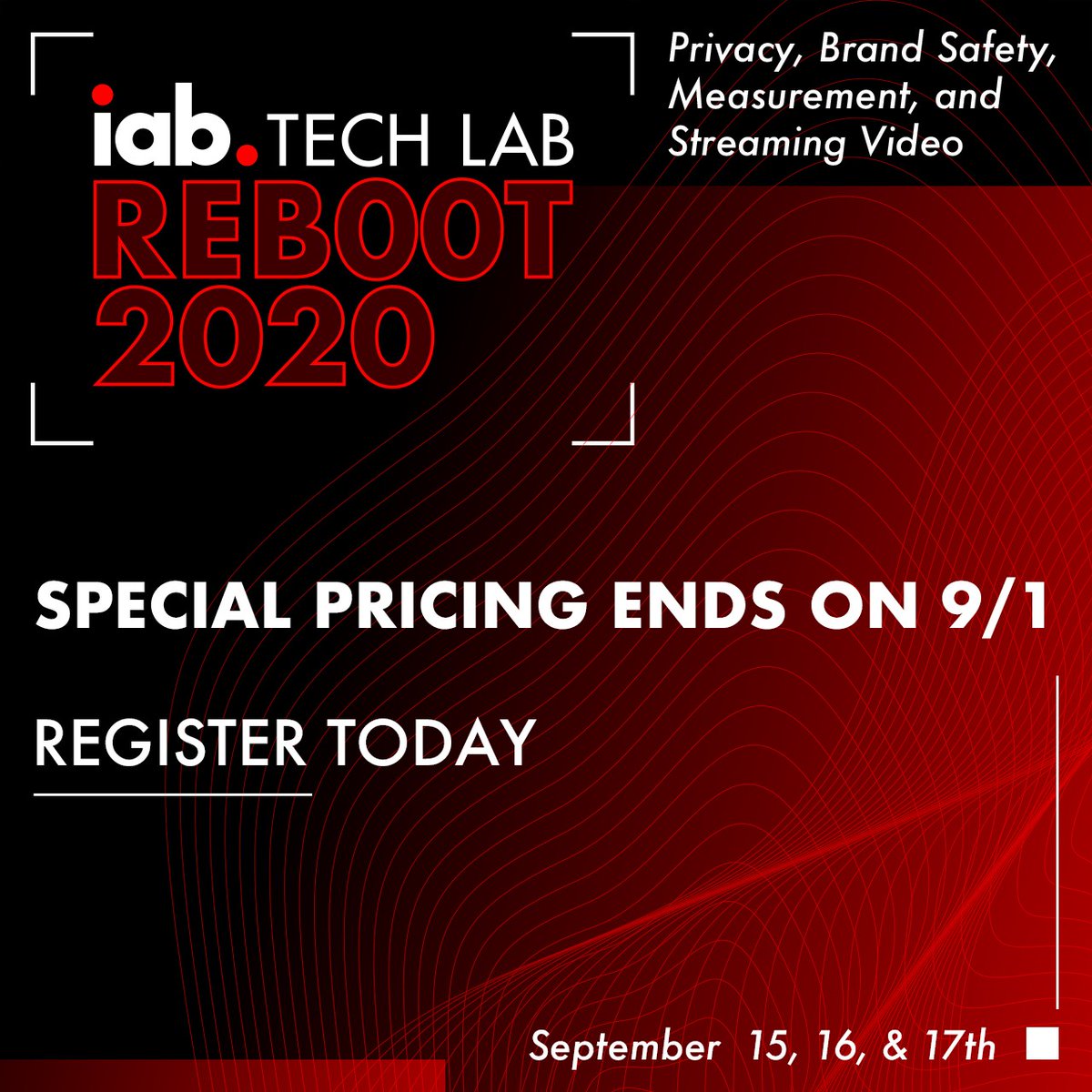 IABTechLab's tweet image. There’s still time to register for IAB Tech Lab: REB00T 2020 before tickets increase tomorrow. Join stakeholders from all over the world who are re-architecting digital marketing at this can’t-miss event. Register here: bit.ly/2ZzDEvd #TechLabLREBOOT20
