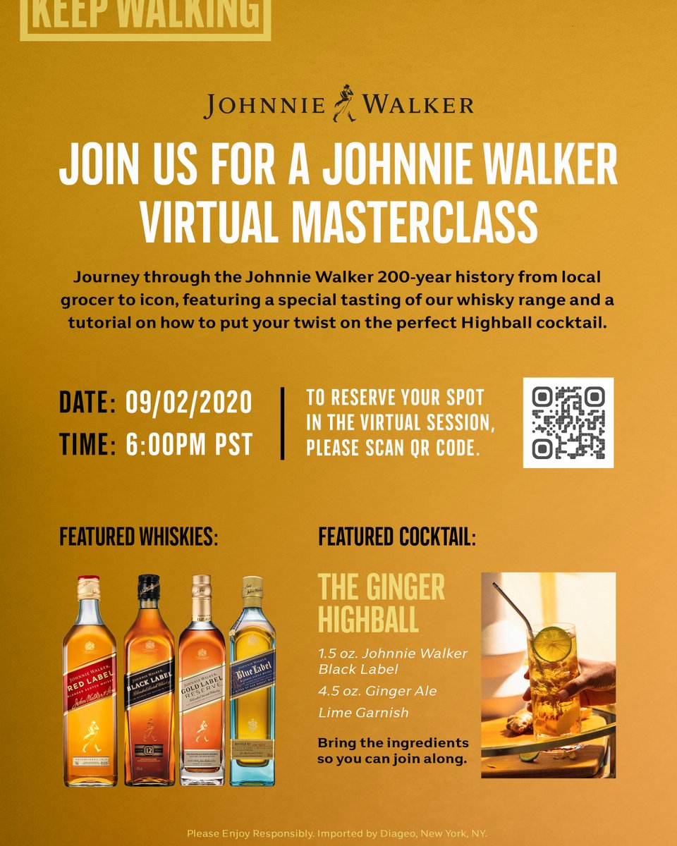 Join your friend Johnnie for a special Zoom master class on Sept. 2 at 6pm PST. Learn all about @JohnnieWalkerUS’s unique history and Johnnie’s recipe for the perfect Ginger Highball. Register now for free! https://t.co/ItxI1SzmV2 https://t.co/e4c1idmK0x