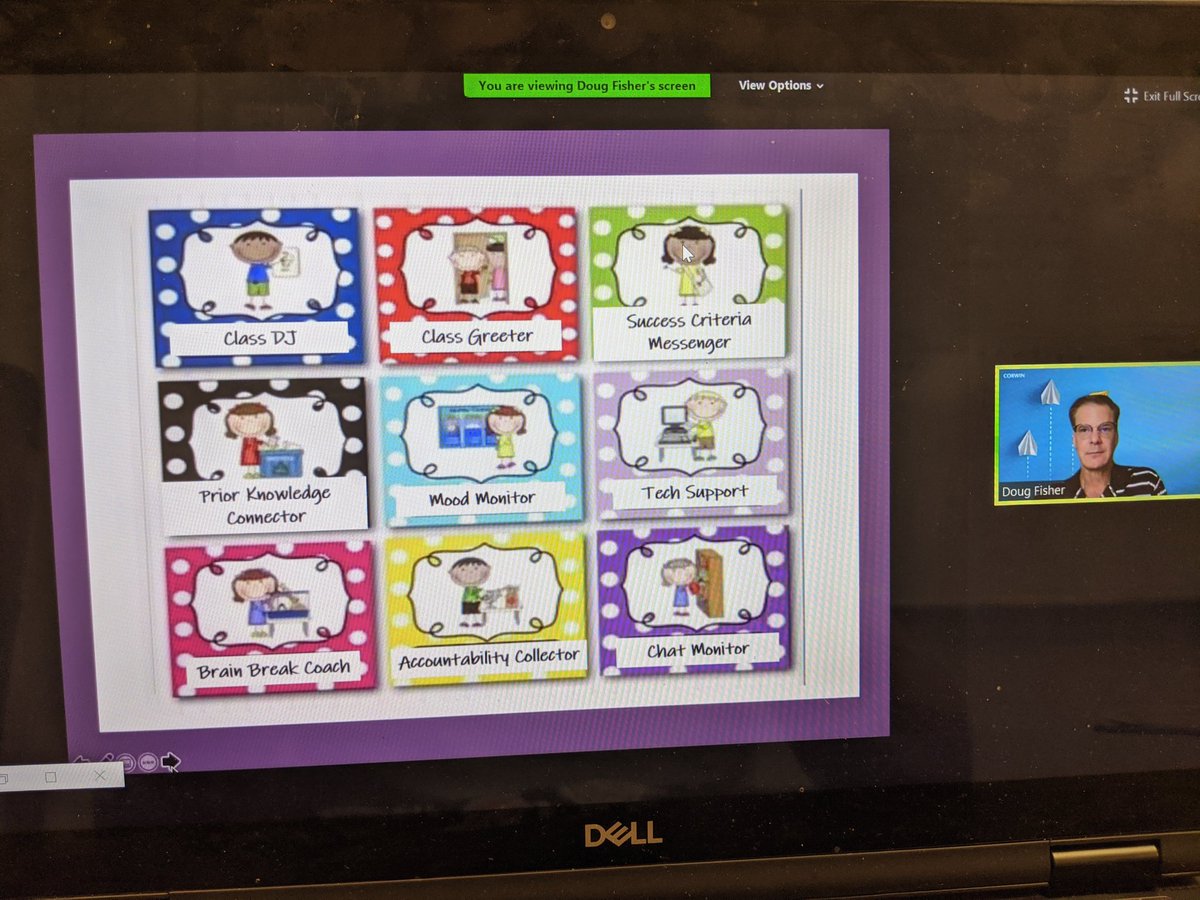 Classroom jobs for Distance Learning! So simple, but so powerful. Thank you @DFISHERSDSU #bridgethedistance #distancelearning