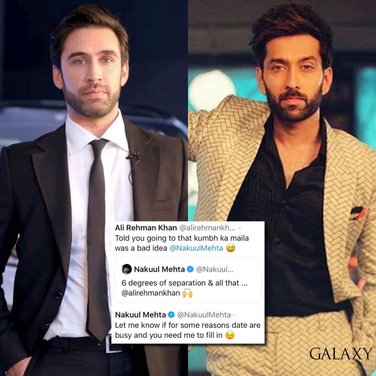 This interaction between Ali Rehman Khan and Indian actor Nakuul Mehta  shows they've accepted their resemblances with full zeal 😂 #AliRehmanKhan  #NakuulMehta, image size:1200x1200