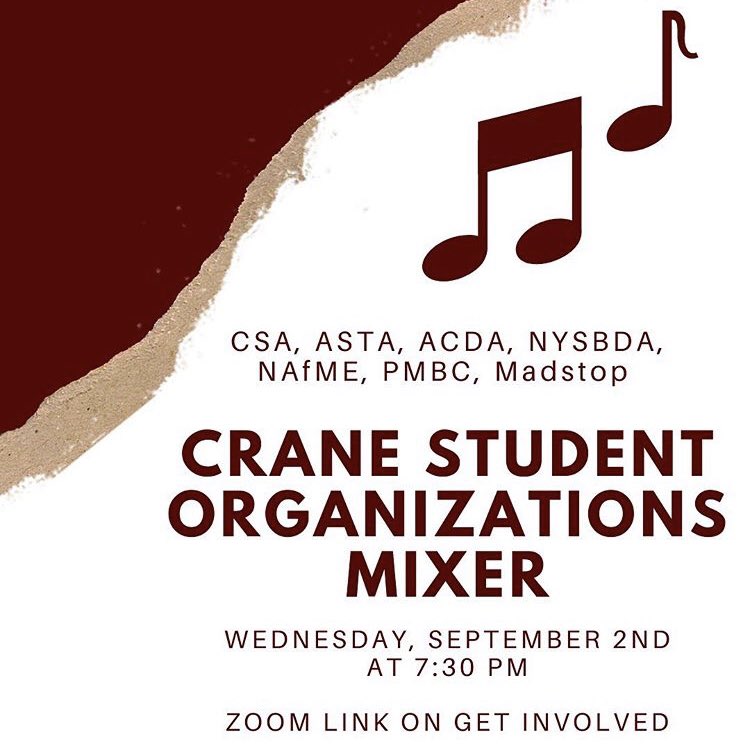 Check out the Crane Student Organizations Mixer to get involved during this crazy semester and learn about all of the different groups at Crane! A special shoutout to the lovely string majors on the eboards of ASTA, PMBC, Mad Stop, NAFME, and CSA!
•
•
•
#cranestrings