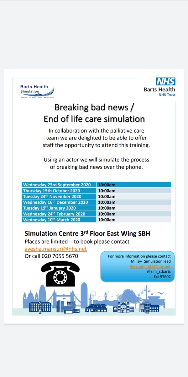 Millsy 💙 (Helen Richards) (@millsy_icu) on Twitter photo More dates for the breaking bad news simulation @BartsHospital <a href="/pevans_88/">Pippa Evans</a> Please sign up quickly places limited More dates for the breaking bad news simulation @BartsHospital <a href="/pevans_88/">Pippa Evans</a> Please sign up quickly places limited