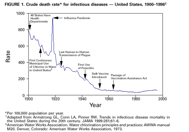 Although medical advancements often receive credit for the dramatic decline in deaths due to infectious diseases during the 19th century. This decline was already taking place prior to vaccinations or antibiotic use.