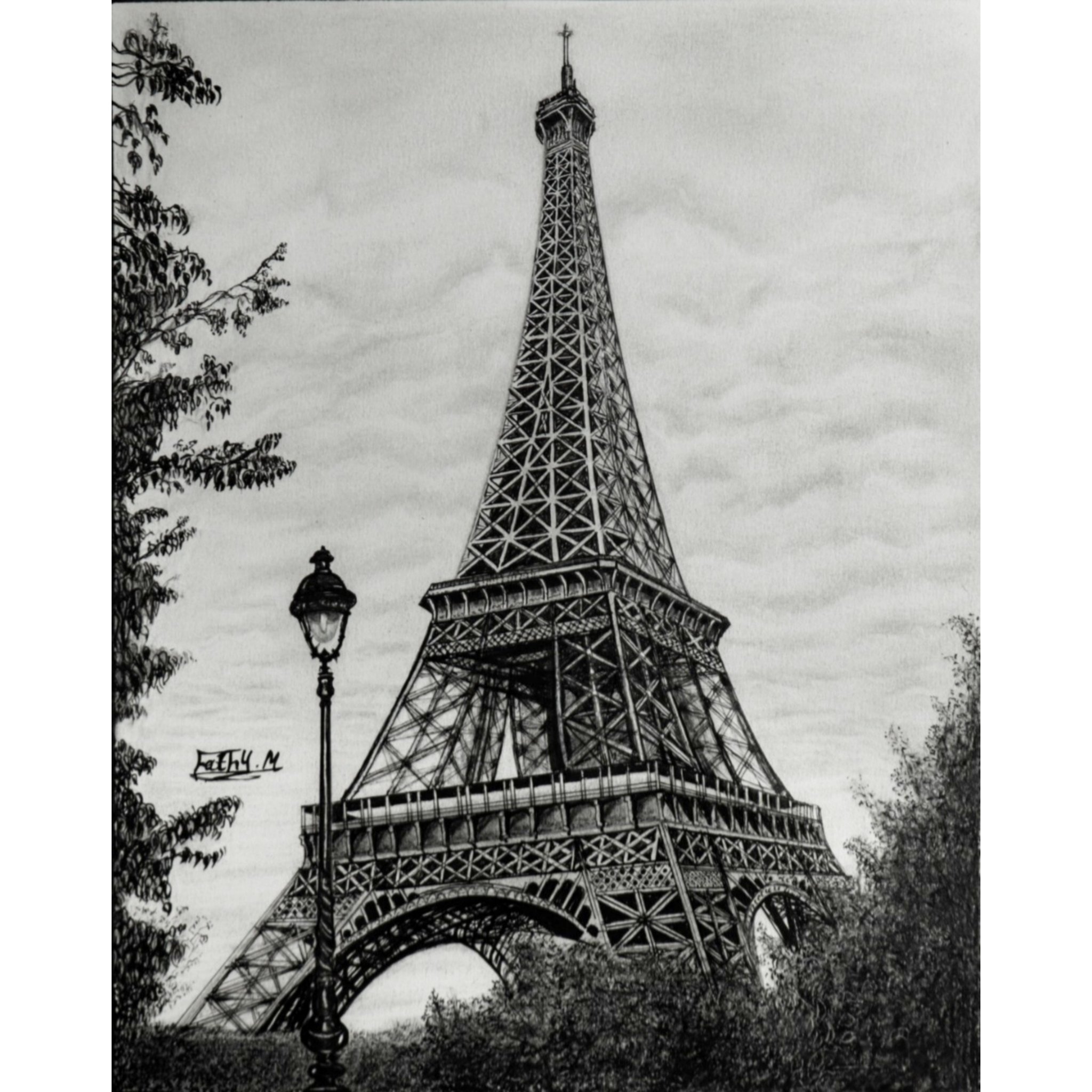 Cartoon Sketch of Eiffel Tower in Paris, France - Stock Illustration  [39498474] - PIXTA