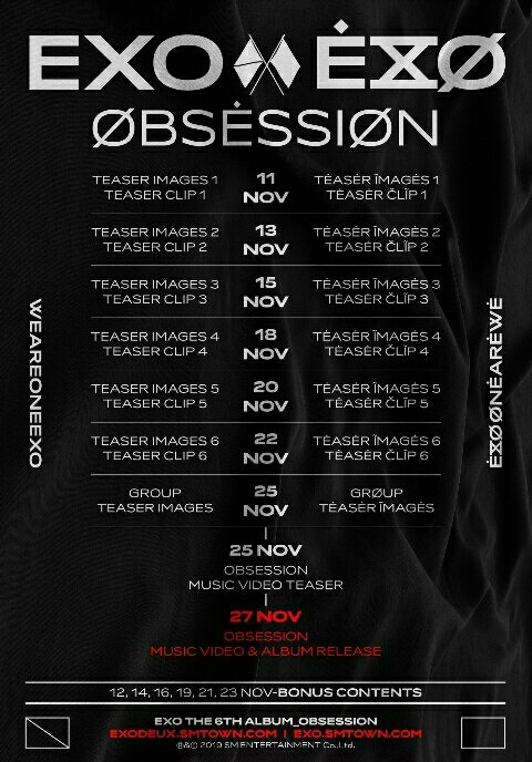Mark your calendar now cause  new era are starting💕 #TimeForOBSESSION #ObsessedWithExo #EXOonearewe #Exo #EXODEUX @weareoneEXO
#OBSESSION