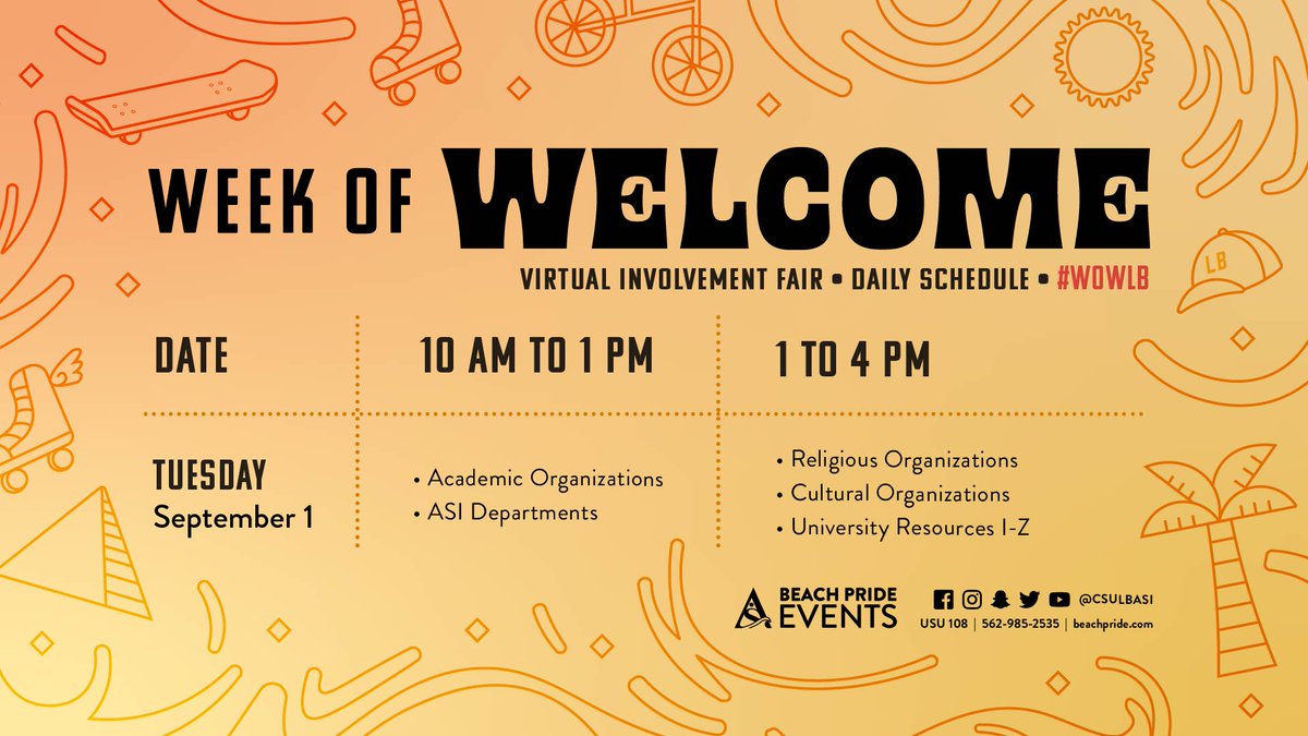 CSULBSRWC's tweet image. Check us out today during #WOWLB Virtual Involvement fair💻🌟 Join us on zoom from 10 a.m. - 1 p.m. and interact with us, learn what we have to offer, and ask questions!🏊

#LBSU #CSULB