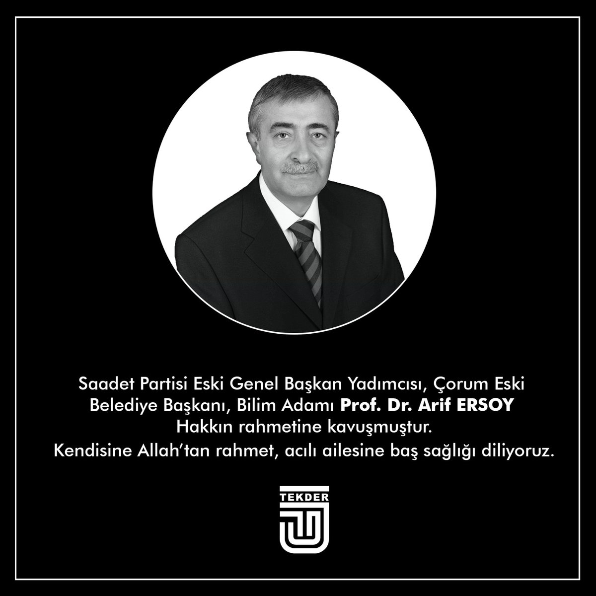 Çorum eski Belediye Başkanımız Arif Ersoy Ağabeyin vefatını büyük teessürle öğrendik. Allah Rahmet eylesin Makamı Âli mekanı cennet olsun.