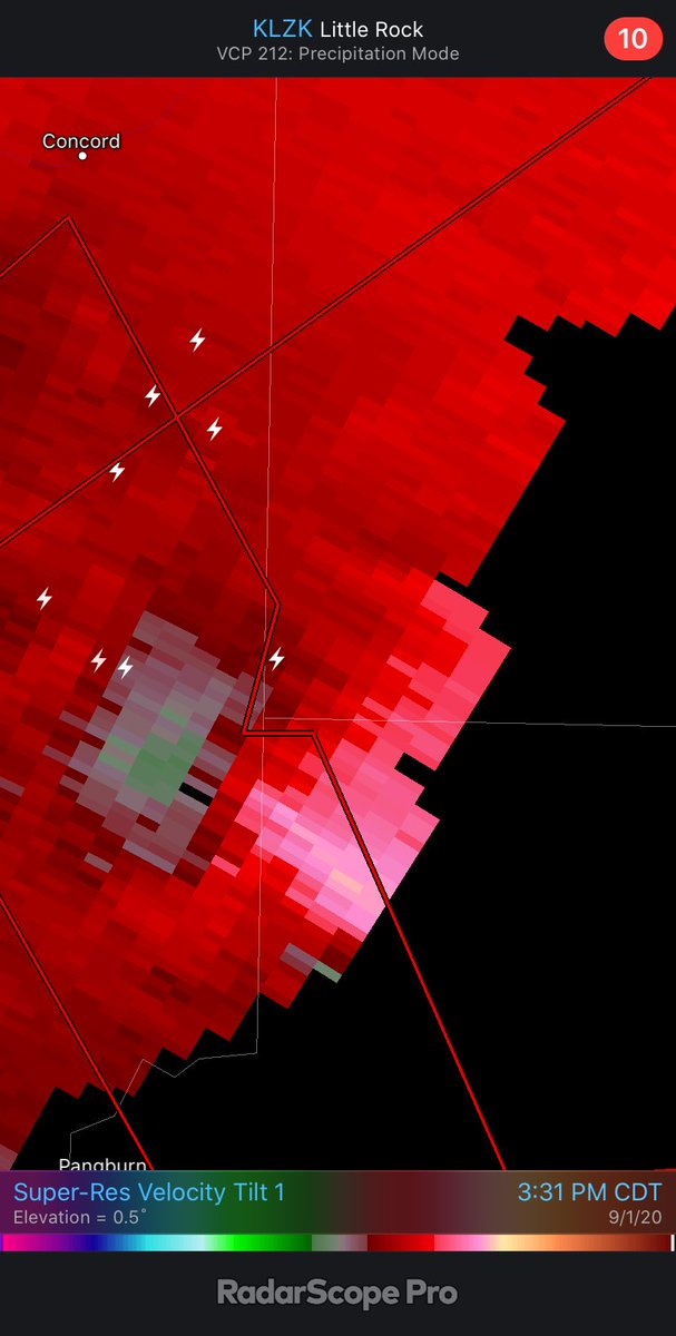 WXAaronJC's tweet photo. Area of rotation is near where Cleburne, Independence, and White counties meet north of Pangburn. https://t.co/dNRYYl40Q6