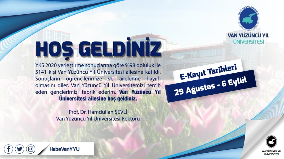 fevziozgokce's tweet photo. 📢 HATIRLATMA!
Tercih ederek #Üniversite'yi #Kazandınız,
şimdide kaydınızı yapın ki #Üniversite sizi #Kazansın
Tam anlamıyla #Üniversiteli olmak için son adım #Kayıt📝 Dönemi'ni geçirmeyin!
#VanYYÜ
#ekayit
#yks2020
#university https://t.co/kPdqBnO4Z0