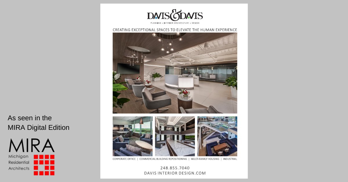 DDavisIntDesign's tweet image. Michigan Residential Architects (MIRA) is a community of design professionals, supporting and inspiring quality #design work with the most influential and talented professionals and industry partners in Michigan. 
issuu.com/architectspubl… #commercialinteriordesign
