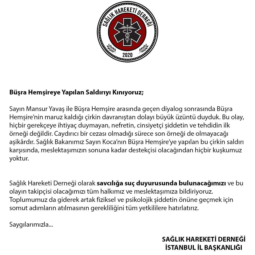 Kamuoyuna duyurulur
#BusraHemsireyiKoruyun