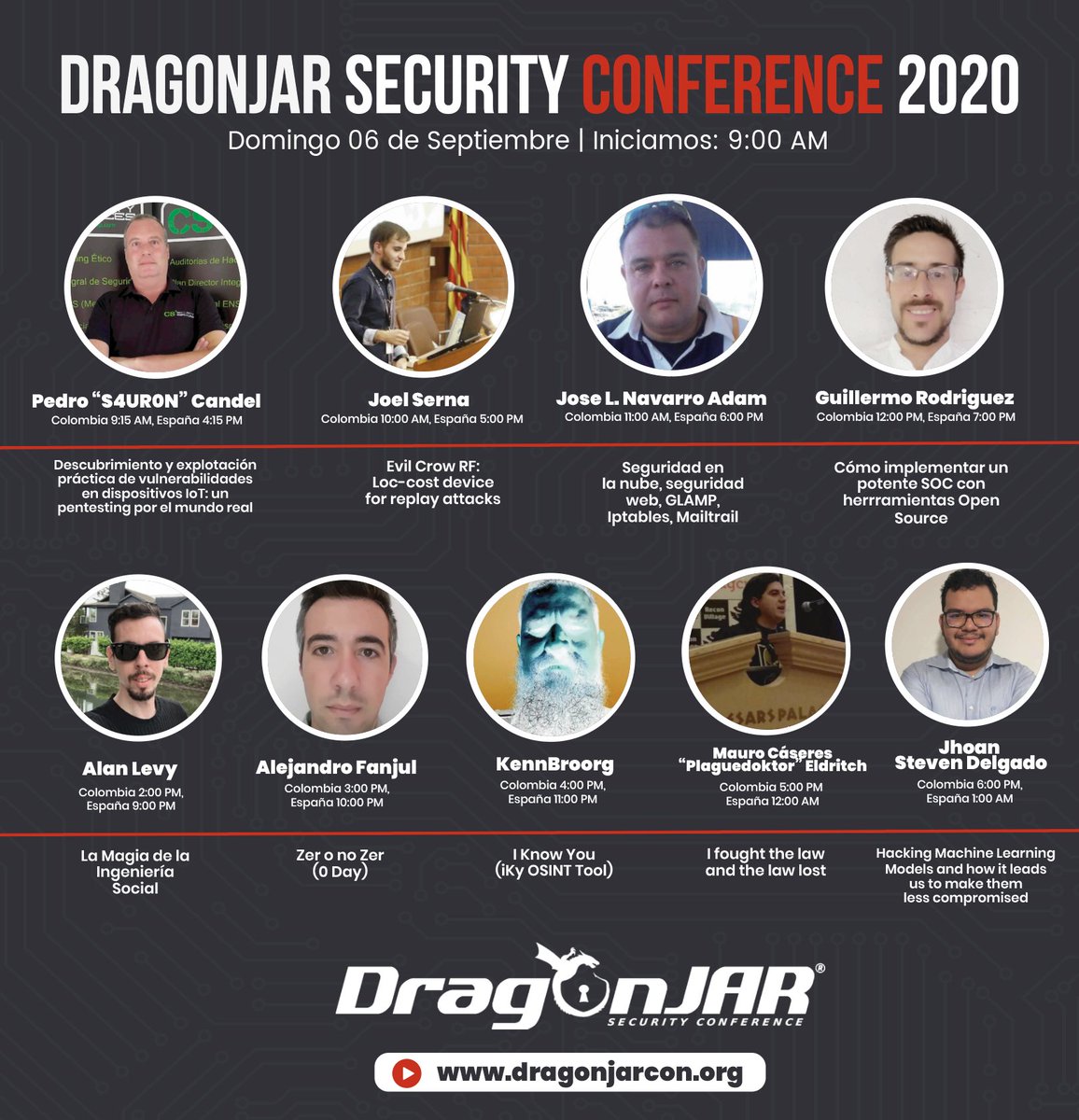 Esta es nuestra agenda para este viernes, sábado y domingo, este año nuestro #DragonJARCON será online y #GRATUITO, esperemos que puedas acompañarnos estos 3 días llenos de contenido de calidad 100% en español, solo registrate en DragonJARCON.org