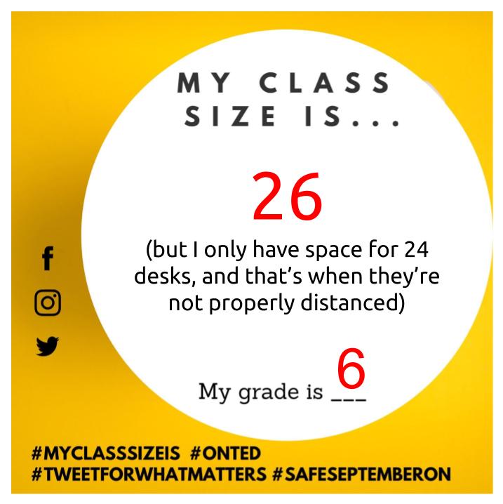 JaneSuchomski's tweet image. As of today...
(I also have coverage in primary classes, so won&apos;t be safely cohorted with my class.)
#MyClassSizeIs #OntED #tweetforwhatmatters #SafeSeptemberON #onpoli