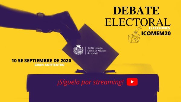 🛑#EleccionesICOMEM2020 Informamos de la celebración de un #DebateElectoral entre los cabezas de lista de las cinco candidaturas
🗓️10 de septiembre. 
⌚️17: 00 h
 📍Gran Anfiteatro 
 Se retransmitirá vía streaming➡️bit.ly/2QJ0dZ4
 Más información bit.ly/31M97LW