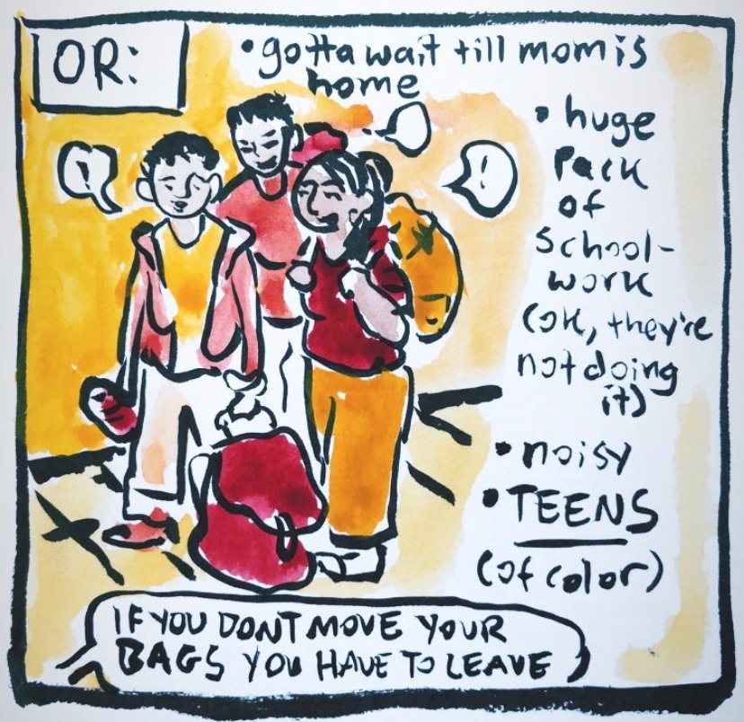 Some people don& #39;t have a safe space to leave their belongings and some libraries don& #39;t even allow backpacks (!!!). That gives libraries just another reason to target teens.