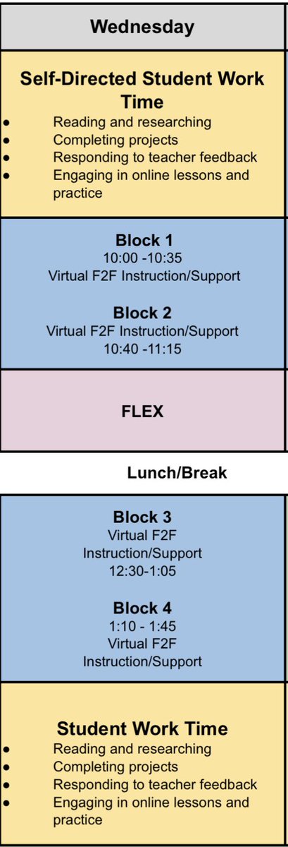 DrWare_FCPS's tweet photo. WHS- Don’t forget... Wednesday’s schedule is a little different. Please make sure you follow this schedule tomorrow! 💙🦁💛 https://t.co/1G6rjXch0l
