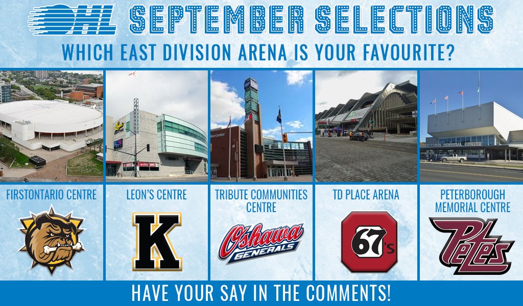 OHLHockey's tweet photo. Happy September! π
What's your favourite East Division #OHL arena? #SeptemberSelections π https://t.co/5dX3KY6CUl