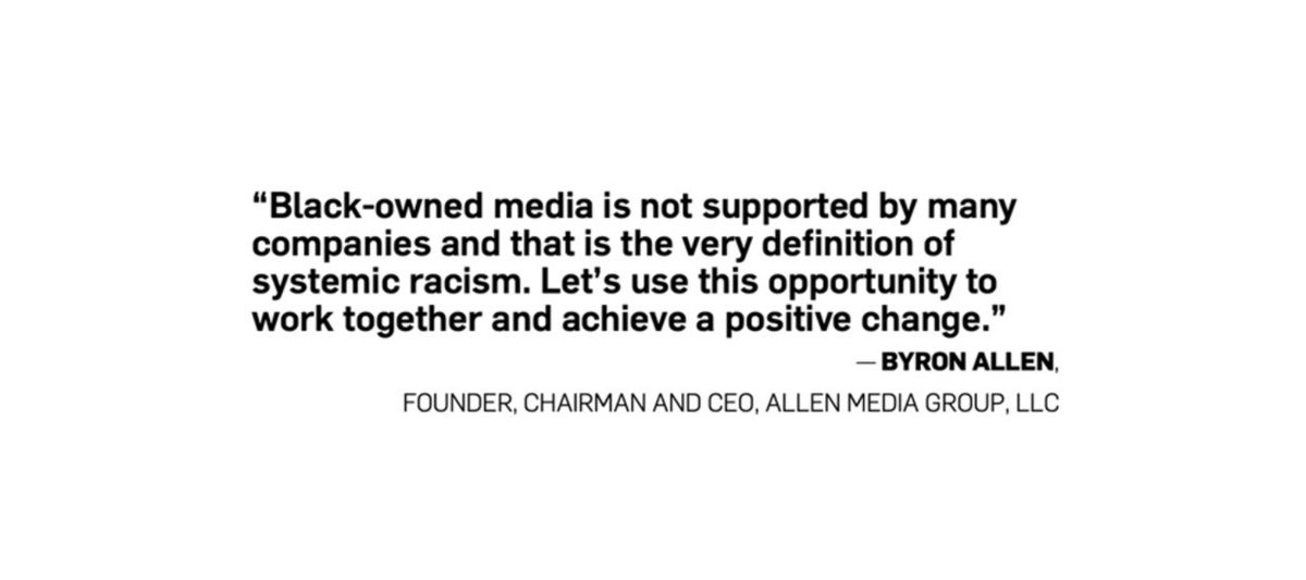 Real talk from <a href="/RealByronAllen/">Byron Allen</a> on Black-Owned Media Matters: A Demand for Change and Inclusion in Media Planning with <a href="/Adweek/">ADWEEK</a>. Let's talk
bit.ly/3kGJ9ka