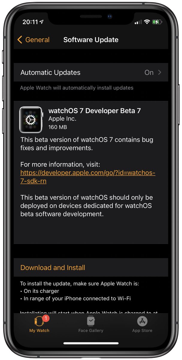 iSWUpdates's tweet photo. watchOS 7.0 Dev Beta 7 (18R5378a) has been released. #watchOS7 #watchOS7DevBeta7 #watchOS7Beta7 https://t.co/hcCqpo6Pkj