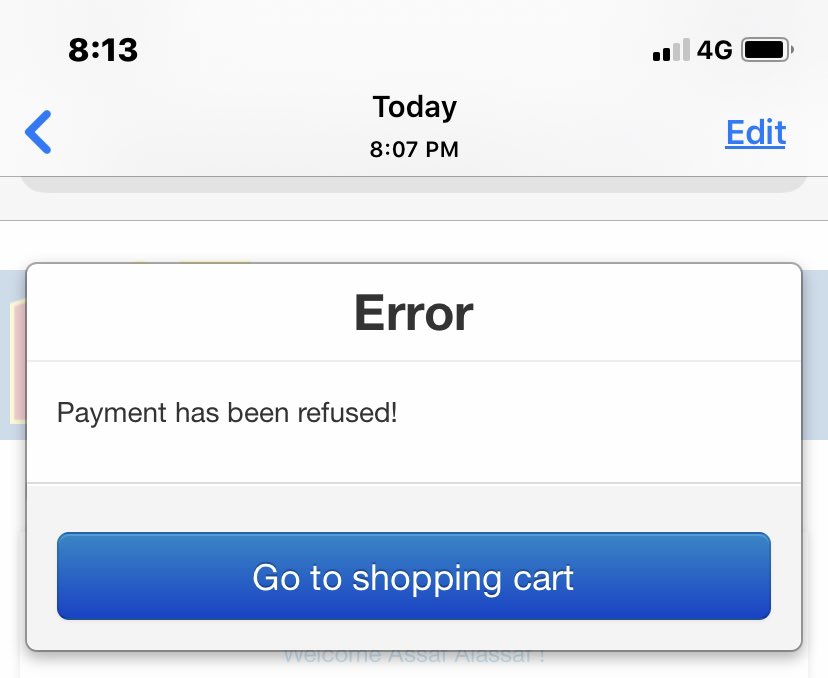 Assaf2002's tweet photo. I tried to complete the purchase but when I enter my credit card information and check out it gives me errors message.need your assistance regarding to this issue.
Regards, https://t.co/lWkfjCJyf4