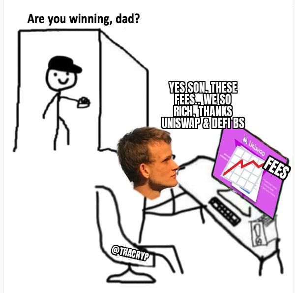 thacryp's tweet image. Stole it, made it better 😜 $eth #uniswap #ethereumfees #skyhigh