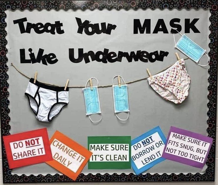 I so want to put up this display somewhere? Photo stolen and I can’t remember where from - sorry if it’s yours but please comment as I think it’s amazing... #mask #covid #teacher #display #teaching