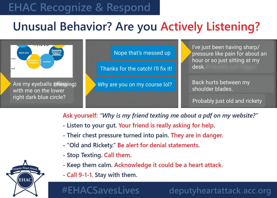 EHAC_Deputy's tweet photo. Are you Actively Listening?
The graphic demonstrates what really happens. Learn how to be alert!
#ehacsaveslives #FirstResponders #friendship https://t.co/woGSmaI48E