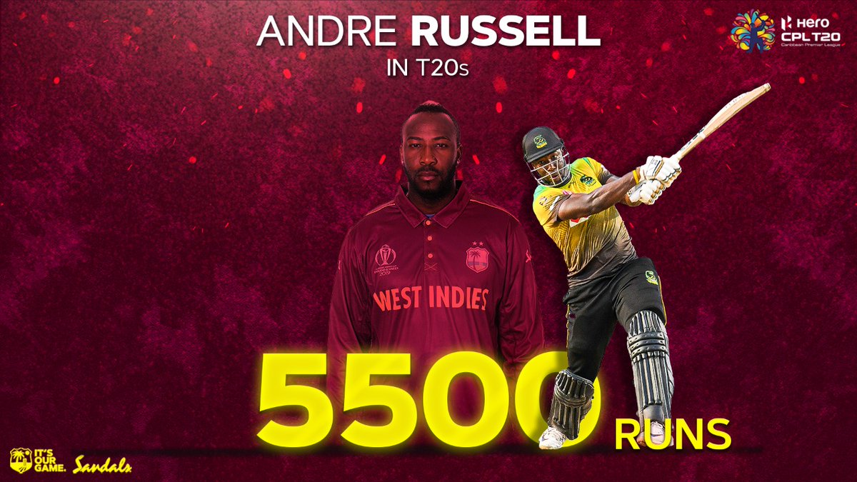 windiescricket's tweet photo. Wooooah!😲🔥 Congratulations @Russell12A on your achievement!!! 👏🏾👏🏾👏🏾

#Milestones #CPL20 #CricketPlayedLouder #MaroonStars https://t.co/1RkwA7RFyk