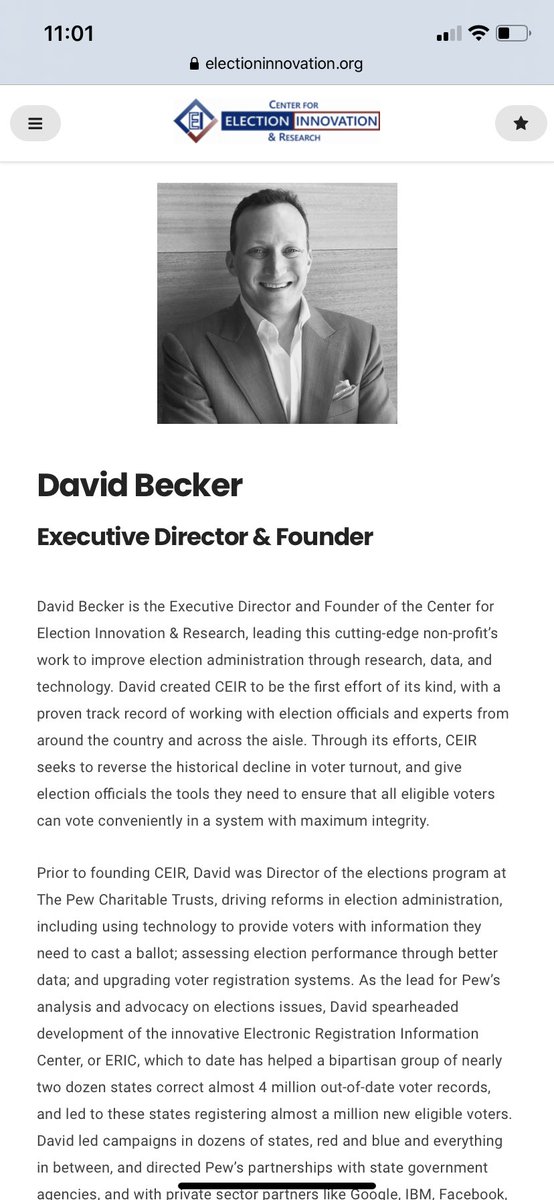 Becker is the founder and executive director of the Center for Election Innovation and Research, to which Zuck just donated $50M per the article.