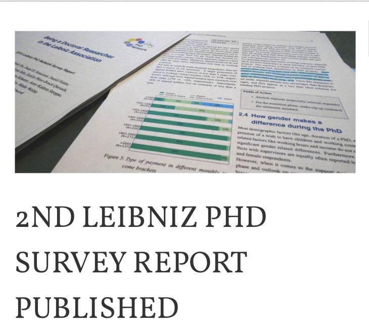 Finally! Our report of the survey of 2019 about the doctoral researchers in the <a href="/LeibnizWGL/">Leibniz-Gemeinschaft</a> is published! 👏 check it out, share it and let’s start a discussion about the results! You can find it here ➡️ leibniz-phd.net/2020/09/01/2nd… (1/2)