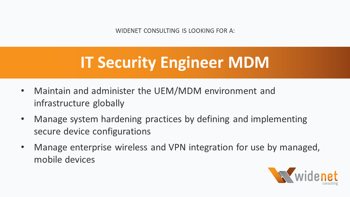 WideNetConsult's tweet image. A fully remote opportunity! If you or someone you know is interested in this role, check out the full description on our Careers page: widenet-consulting.com/careers/

#SecurityEngineer #MDM #WideNetConsulting