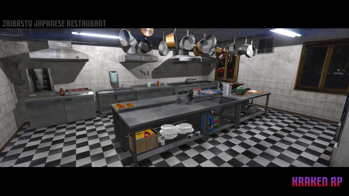 KrakenRP's tweet photo. Coming soon to KrakenRP! The locally owned Zaibatsu Japanese Restaurant in the heart of Vinewood. Featuring a full sushi bar, private lounges, a training dojo, full kitchen, and more! A perfect place to experience the diverse cultures of Los Santos. https://t.co/pCPG916aqw