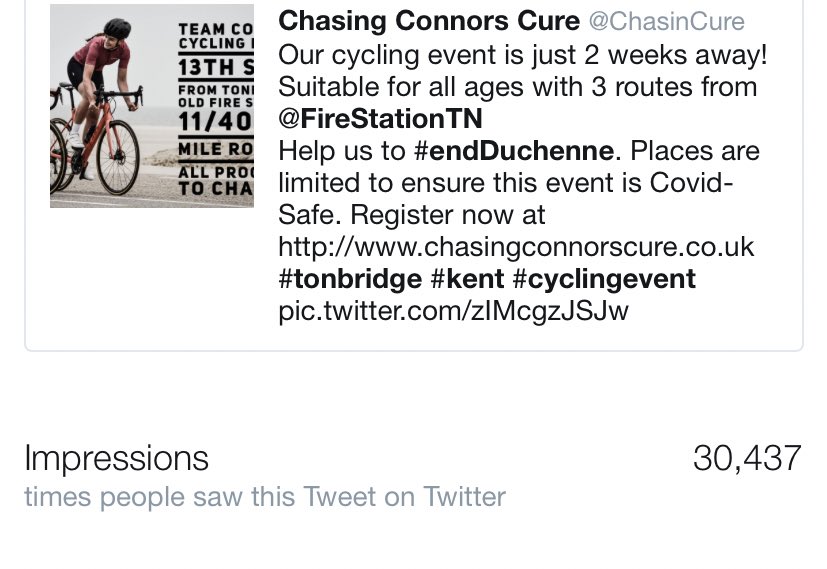 ChasinCure's tweet image. The power of a retweet - over 30,437 impressions. That’s about 30,000 more than we usually get! Thanks so much to everyone who supports us by sharing our posts 💙