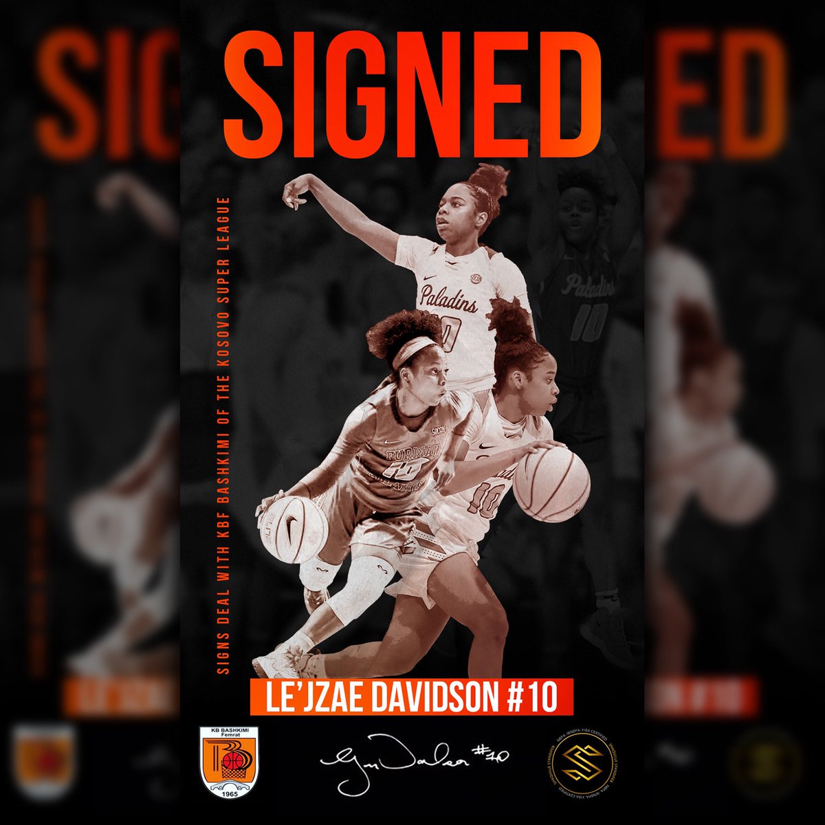 S_Standifer's tweet photo. Excited to announce that Le’Jzae Davidson (@lejzae ) has signed her first professional deal and will be joining KBF Bashkimi of the Kosovo 🇽🇰 Super League‼️‼️ CONGRATS!! 
 
📸: @tc_7k 

#AgentShaq #LL10 #FIBA #WNBA #FIBAagent #WNBAagent #Theblackathlete #TBA #KBFBashkimi1965 https://t.co/lwAgl6QrV0