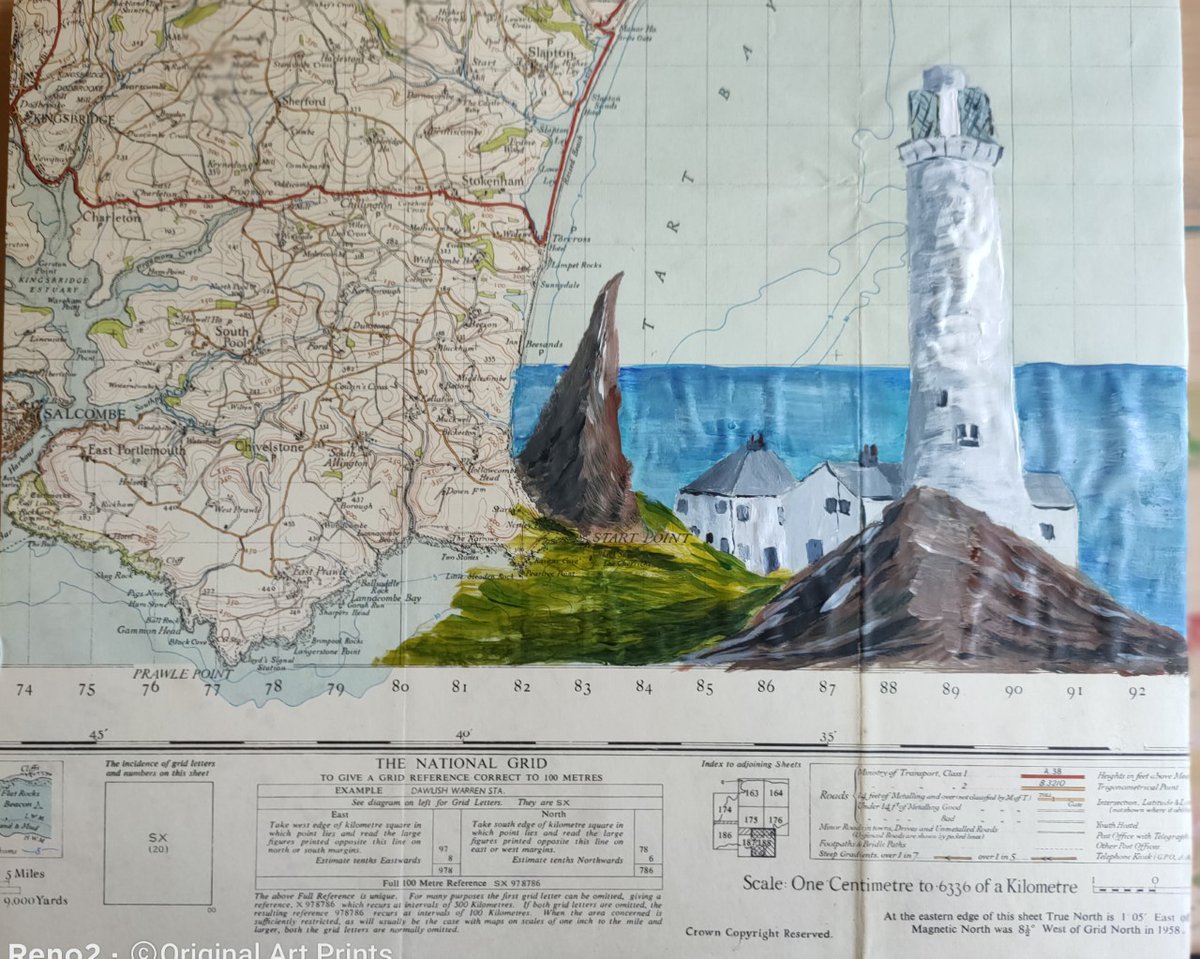 Hello #tuesdayarthour Startpoint Lighthouse on  #vintage 1946 Ordnance Survey #map of #Devon. #womeninbiz #inbiz #art 
(C)Crown Copyright. Ordnance Survey 1946