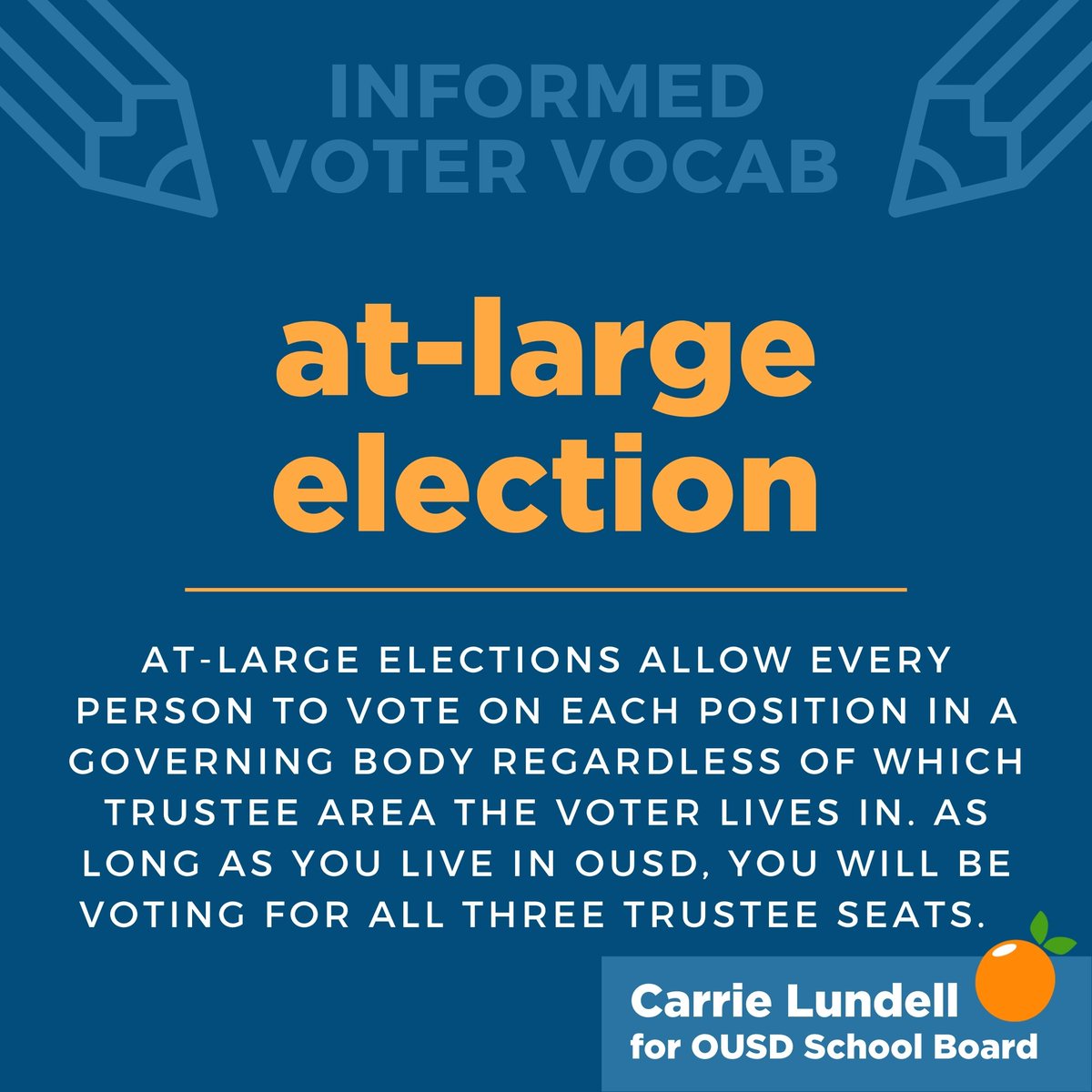 Carrie4OUSD's tweet photo. As voting season looms, you may have heard some unfamiliar voting terminology, especially if you are a new voter. Here are a few terms &amp; definitions that are relevant to becoming an informed voter for Orange Unified School Board where there are 3 Trustee seats up for election. https://t.co/finVW6ET5u