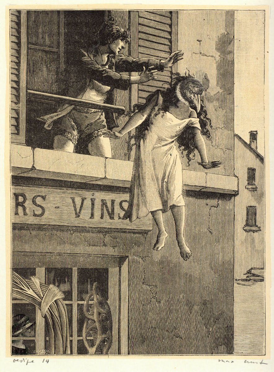 Une Semaine de Bont (A Week of Kindness), 1934, Max Ernst''...steel engravings cut and reassembled...late Victorian bourgeois interiors, the world Ernst grew up in, subverted, the irrational attacking the domain of ordered structures.''- The Shock Of The New, Robert Hughes