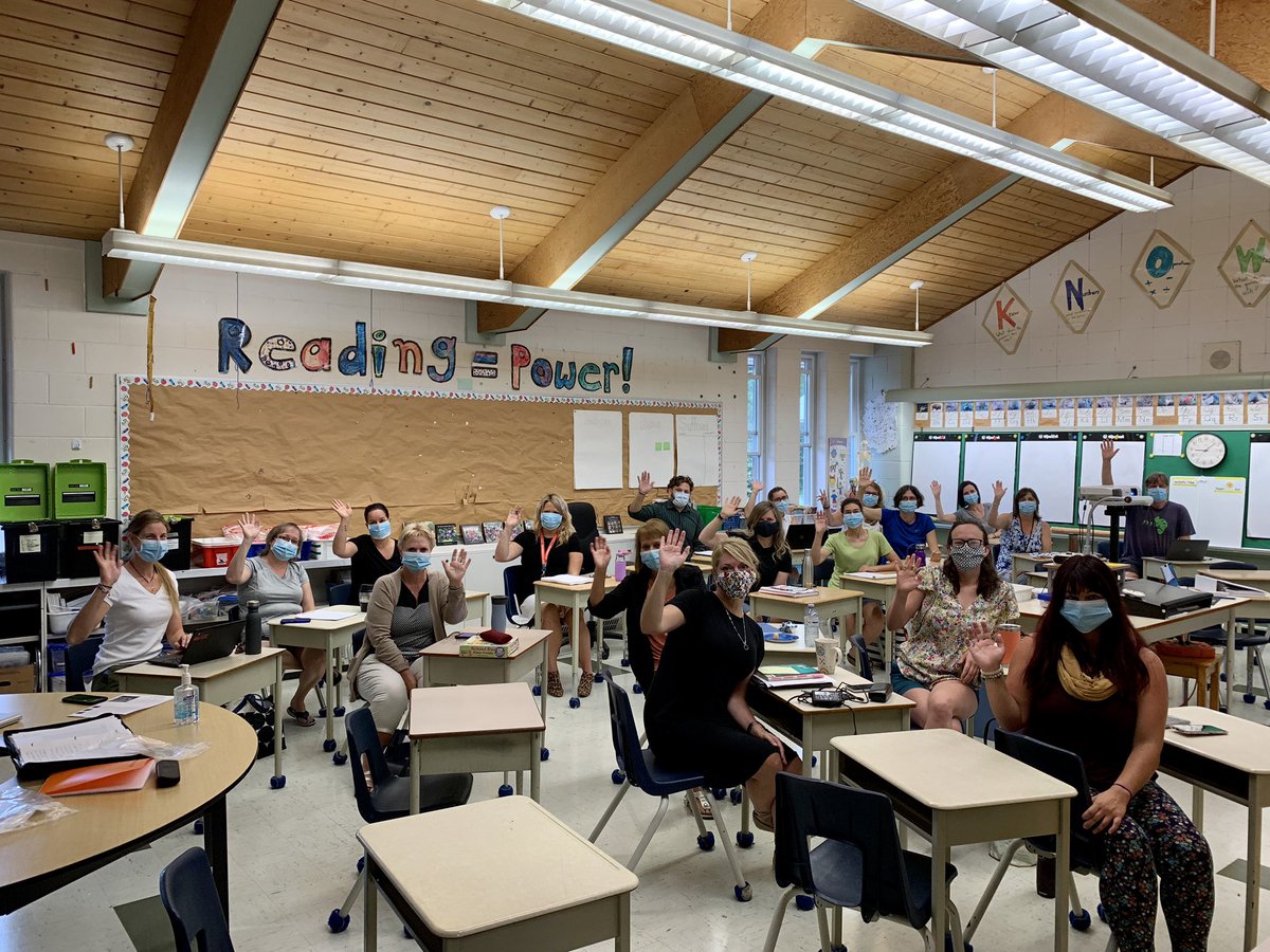 Centennial_LDSB's tweet photo. A big ‘HELLO!’ from our amazing Centennial staff! We are getting all ready for your safe return to school. Check out our website at https://t.co/B6bRVRTII5 for a sneak peek inside our classrooms and other important back to school information. #cometsallbelong #BackToSchool2020 https://t.co/ac4ROnRRpb