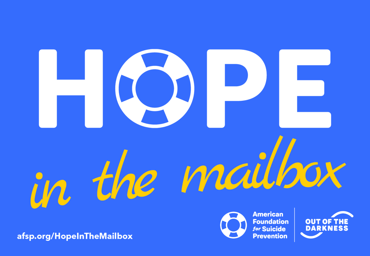 afspnational's tweet photo. A4: We launched Hope in the Mailbox so you can let your loved ones know they’re on your mind. Complete the form below and we’ll drop a postcard in the mail to bring a smile to someone's face. https://t.co/WoCR5jRgtH #BeThere #SPM2020 https://t.co/pOGxeZ3Shu