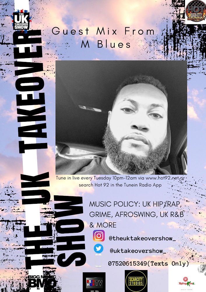 Catch our very own <a href="/8luesM/">m_8lues</a>  providing a guest mix on the <a href="/uktakeovershow_/">TheUKTakeoverShow</a>  with <a href="/DJBiggoss/">Biggoss 🔌</a> tonight from 10pm