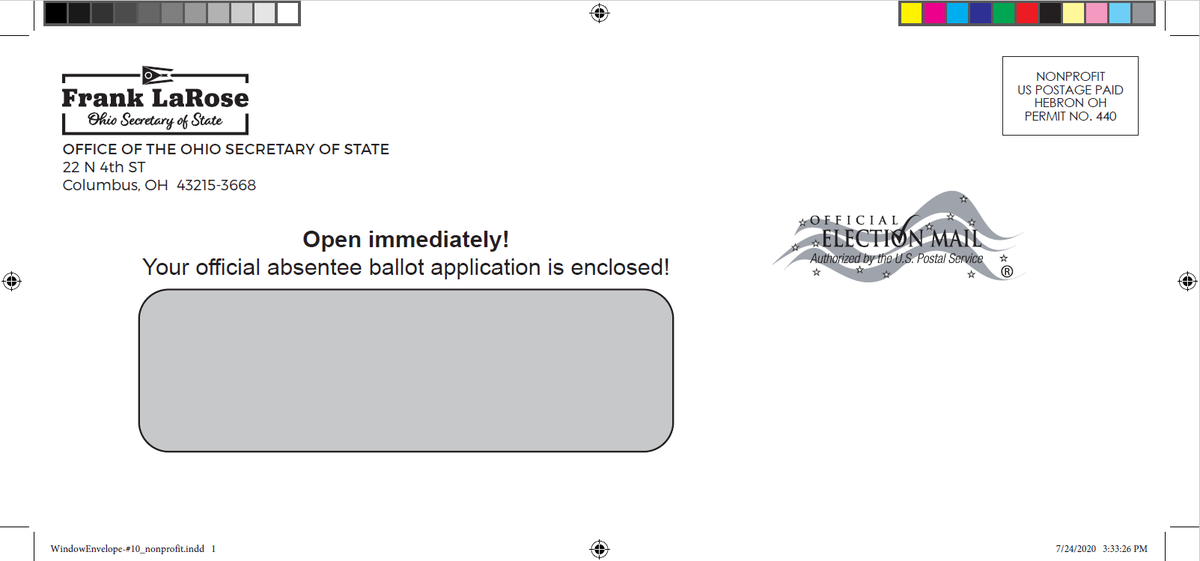 lakecountyboe's tweet photo. BREAKING: Ohio Secretary of State Frank LaRose is reporting that the official absentee ballot applications are arriving ahead of schedule. Be on the lookout for your application starting as early as today! 👀 #VoteOhio #LakeCounty #Elections2020  

 @SecLaRoseComms @FrankLaRose https://t.co/Af7R8IYmnj