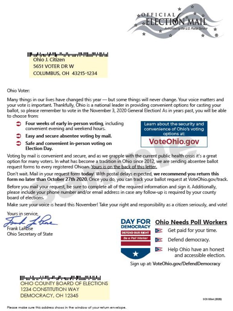 BREAKING: Ohio Secretary of State Frank LaRose is reporting that the official absentee ballot applications are arriving ahead of schedule. Be on the lookout for your application starting as early as today! 👀 #VoteOhio #LakeCounty #Elections2020  

 @SecLaRoseComms <a href="/FrankLaRose/">Frank LaRose</a>