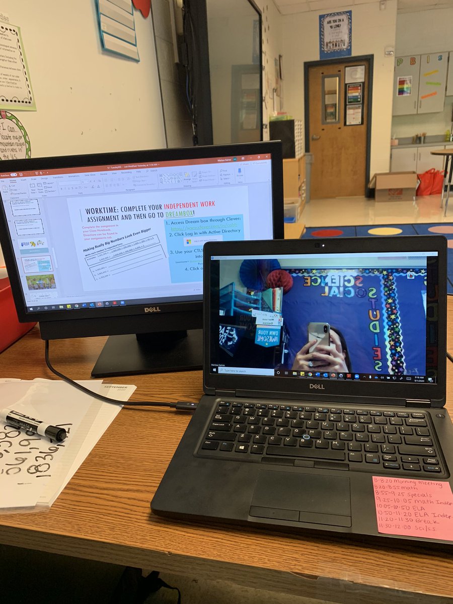 MakingGaines's tweet photo. Set this up while my class was in specials today. I felt like (the nerdiest) rock star teacher ever when they came back! Until no one could hear me because I didn’t have the audio hooked up properly. 😂Got it fixed within minutes and was back to feeling like a cool kid! https://t.co/tgOCzUOJb0