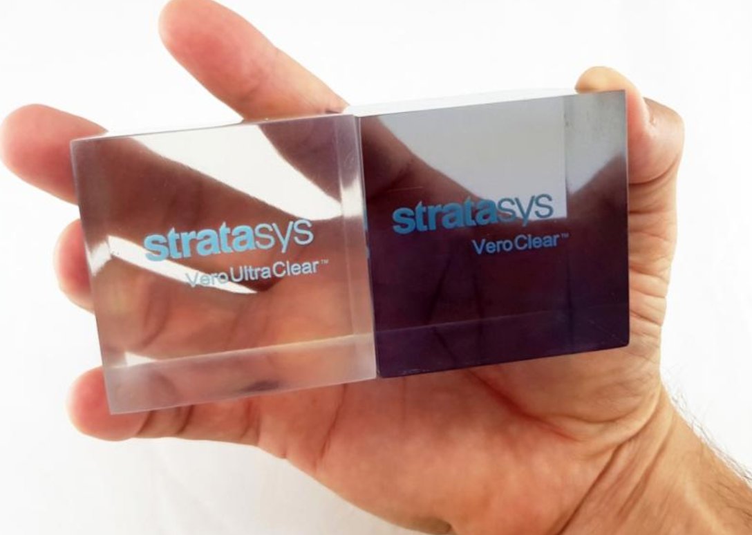 Calling all #PolyJet users! Did you know that the new <a href="/Stratasys/">Stratasys</a> Vero UltraClear material simulates acrylic, achieving 95% light transmission of that material? Major improvement on the previous VeroClear material. See for yourself below ⬇️