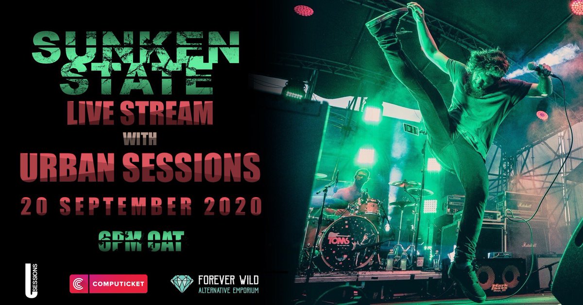 Sunken State are proud to announce a live stream with Urban Sessions on the 20th of September 2020 at 6pm CAT.

Tickets : bit.ly/31Gm9uo
But wait! Sunken State is collaborating with Forever Wild Alternative Emporium. To give you a 20% discount on your next purchase!